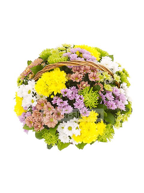 Корзина «Разноцветные хризантемы»
