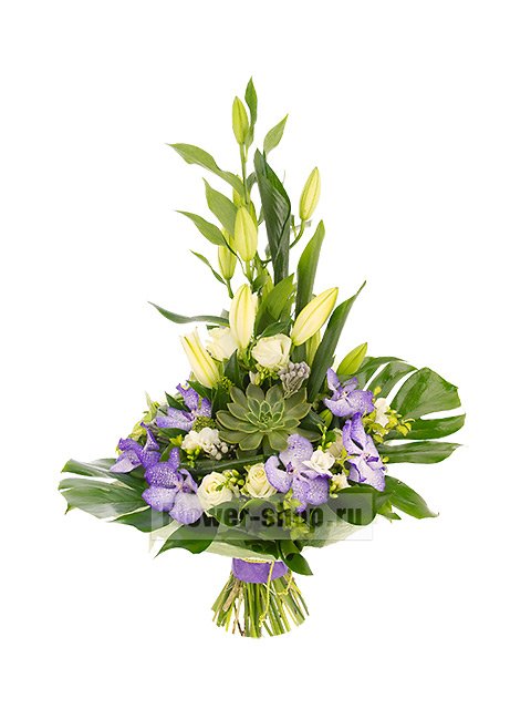 Мужской букет из орхидей и лилий «Ассамблея»
