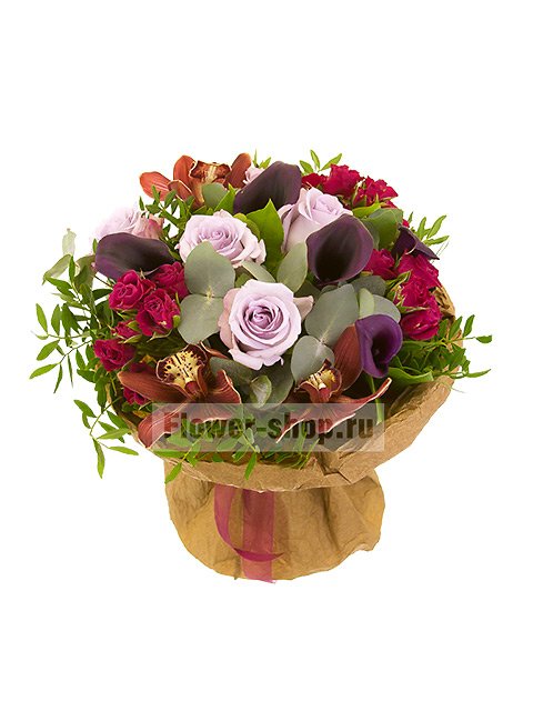 Букет из роз, орхидей и калл «Регина»