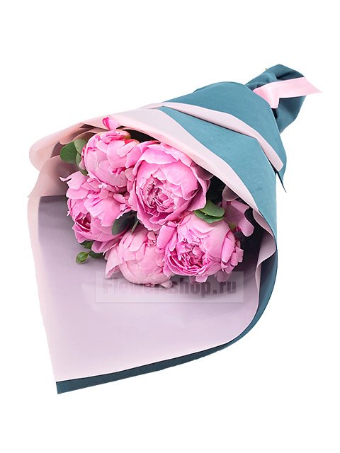Букет из 5 розовых пионов - купить по цене 5690 руб. с бесплатной доставкой  в Москве