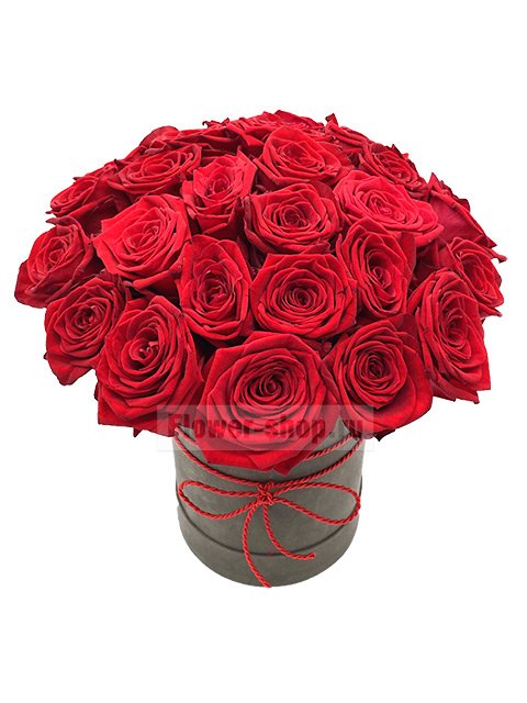 Букет из бордовых роз в шляпной коробке «Латина»