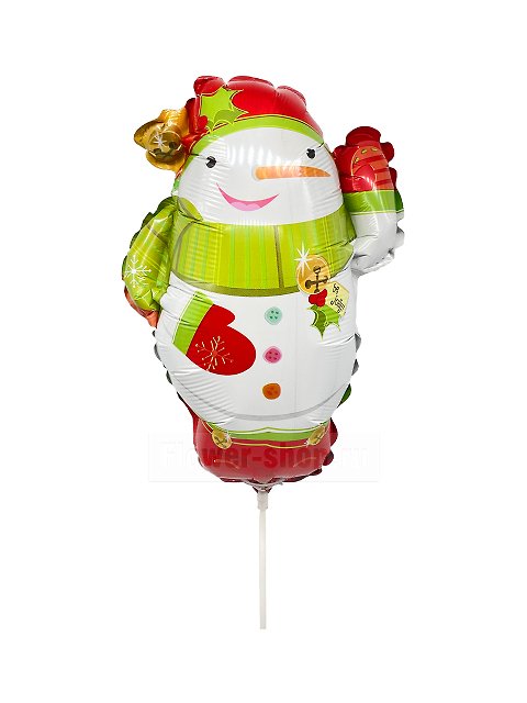Воздушный шар на палочке «Веселый снеговик»