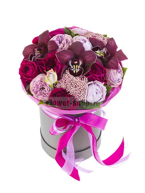 Букет из роз и орхидей «Марсала»