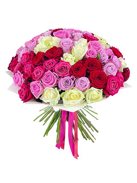Букет из разноцветных роз «Розалия»