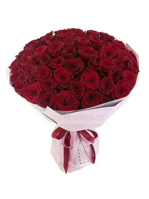 Букет из 51 темно-бордовой розы