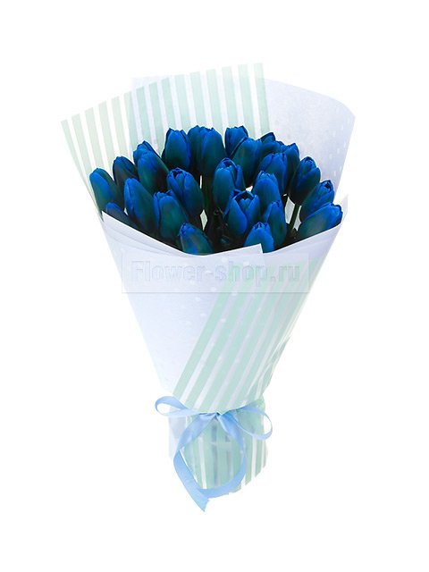 Букет из 25 синих тюльпанов