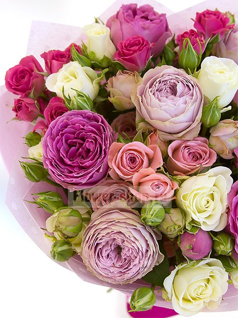 Букет из 11 разноцветных кустовых роз