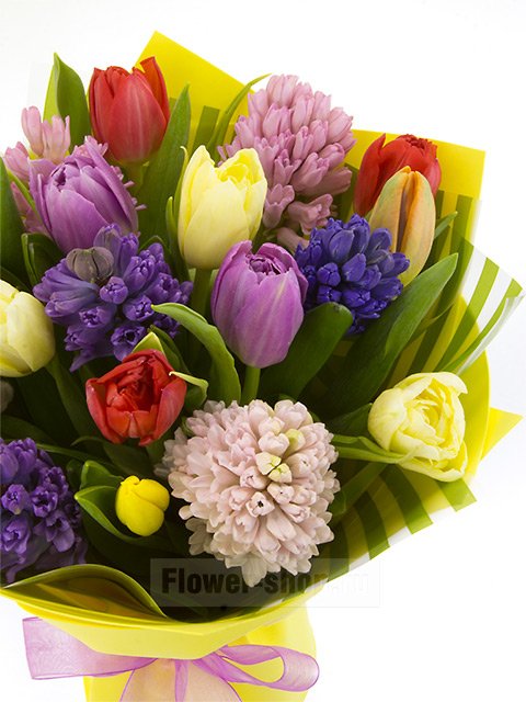 Букет из тюльпанов и гиацинтов «Цветник»