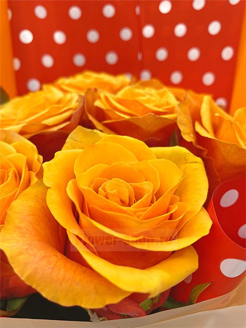 Букет из 9 желто-красных роз