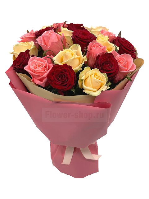 Букет из разноцветных роз «Триада»