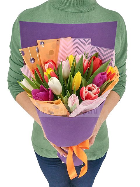 Букет из разноцветных тюльпанов «Милая моя»