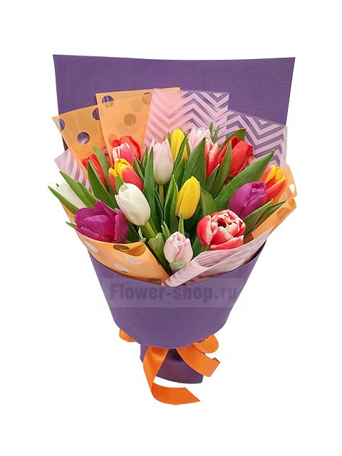 Букет из разноцветных тюльпанов «Милая моя»