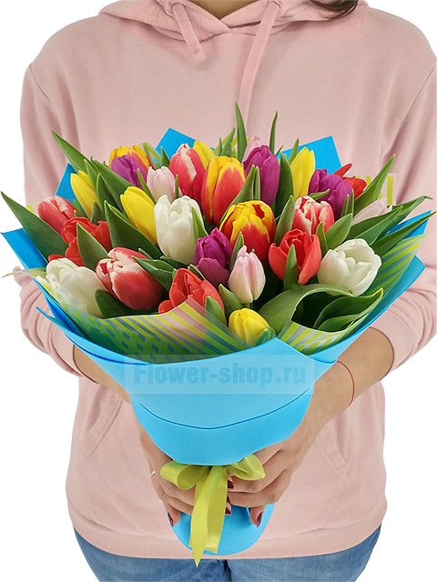 Букет из разноцветных тюльпанов «Вечная весна»