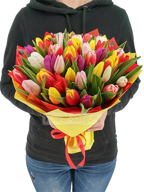 Букет из разноцветных тюльпанов «Рок-н-ролл»