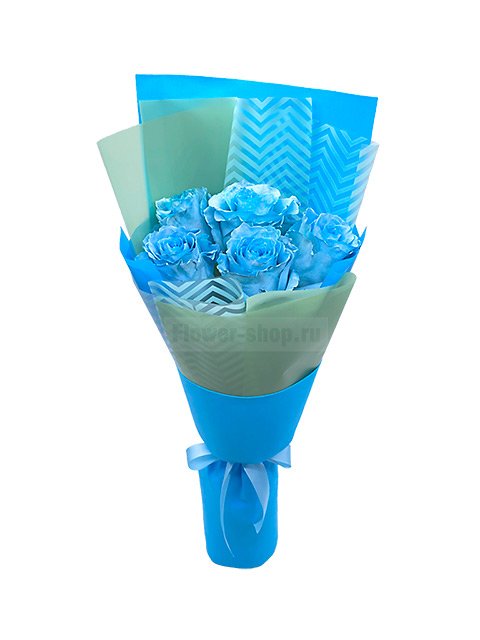 Букет из 5 голубых эквадорских роз