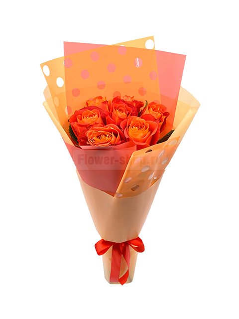 Букет из 7 рыжих эквадорских роз