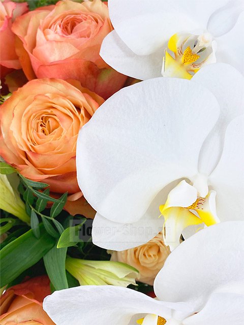 Букет из роз, орхидей и альстромерий «Шедевр»