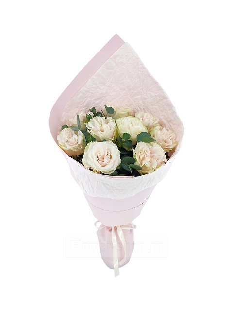 Букет из садовых роз «Сливочный флан»